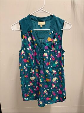 ModCloth Teal Polka Dot Sleeveless Tank size XS